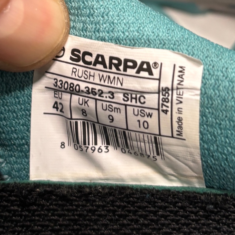 SCARPA Rush Trail Running Shoes Women’s 10 men’s 9 Teal  Vibram Hiking Sneakers - Picture 16 of 16
